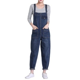 Jamron Women's Plus Size Stretch Dungarees Jeans Long Denim Jumpsuit Romper Jeans with Pockets (XS-6XL), blue