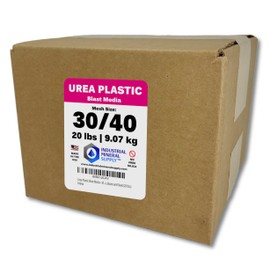 Urea Plastic Blast Media - Mesh Size 30/40 - Plastic Abrasive for Stripping Paint and Removing Coatings from Cars, Aircraft, Trucks, Trailers, Trains, Vans, Buses and Steel (20 lbs.)