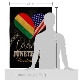 Jubilee Day Burlap House Flag - Dowel Set Black History Juneteenth Days African Americans Independence - Decoration Banner Small Garden Yard Gift Double-Sided Made in USA 28 X 40