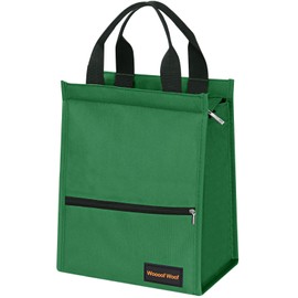 WOOOOF WOOOF Lunch Bag, Large Capacity, Cold Insulated Bag, Bento Box, Front Zipper Pocket, Handle, Inner Insulation, Lightweight, Durable, Unisex, Work or School Commute