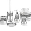 Crackled Glass Silver Bathroom Accessories Set - 6 Piece Bathroom