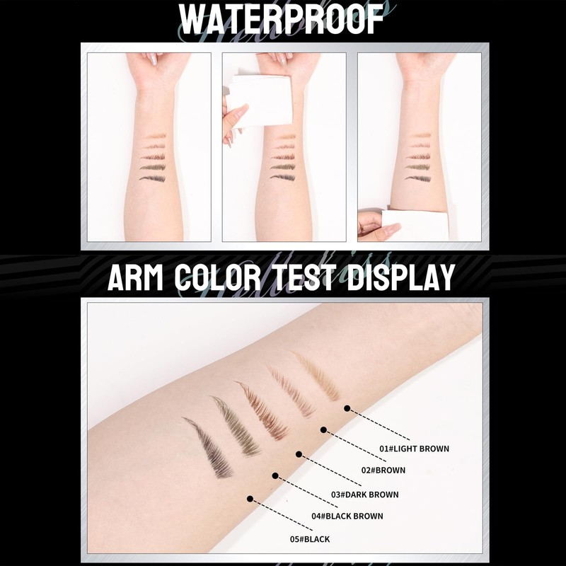 2-in-1 Dual-Ended Eyebrow Pencil, Microblading Eyebrow Pencil with 2 Fork