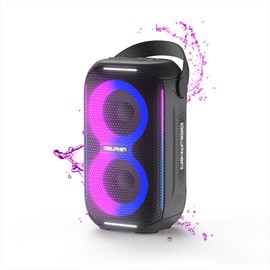 Dolphin New! Waterproof Portable Party Speaker S20: Compact Design, HD Lightshow - Ideal for Beach, Pool, Shower, Camping, All Outdoor Adventures (Black)