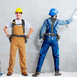 Tool Belt Suspenders,Heavy Duty Electrician Tool Belts,Multi-Pockets Electrician's Bag with Lumbar Support for Carpenter Electrician Work Suspension Rig