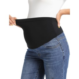 V VOCNI Women's Maternity Jeans Straight Leg Stretchy Pregnancy Jeans Bootcut Denim Work Pants Dark Blue Medium