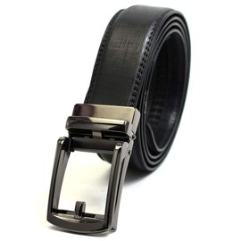 Luminio lbe88-1 Men's Belt, Genuine Leather, Business, Casual, Golf, No Holes, Auto Lock, Stepless Suit, Brand, Type A / Black