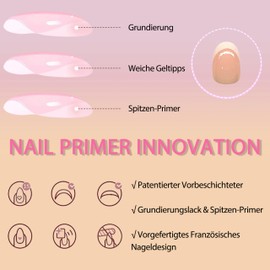 MrCuvaryas Pack of 240 French Press On Nails, Short Almond, Full Cover Nail Tips, Short for Gel Nails, Fingernails, Fake Nails with Glue, Acrylic Nail Tips, Nails for Sticking (White Short French,