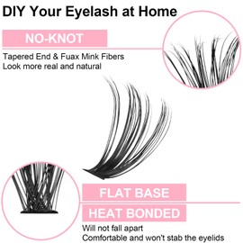 Fenshine Cluster Eyelash Extensions, 280pcs 40D Cluster Eyelashes, 0.07 D Curl Mix 9-16mm Natural False Eyelashes Cluster Soft Individual Lashes DIY Eyelash Extension