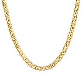 Gold Chain Rapper Necklace 4mm 18inch 18K Gold Plated Curb Link Jewelry Mens Necklace