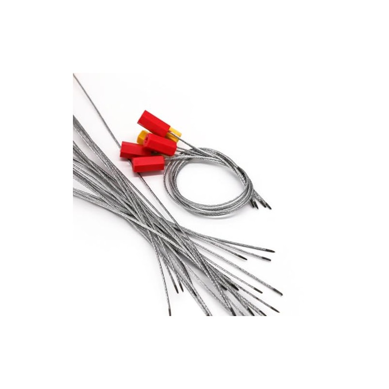 Duebass 16'' Red Pull-Tite Steel Security Cable Wire Seals 100