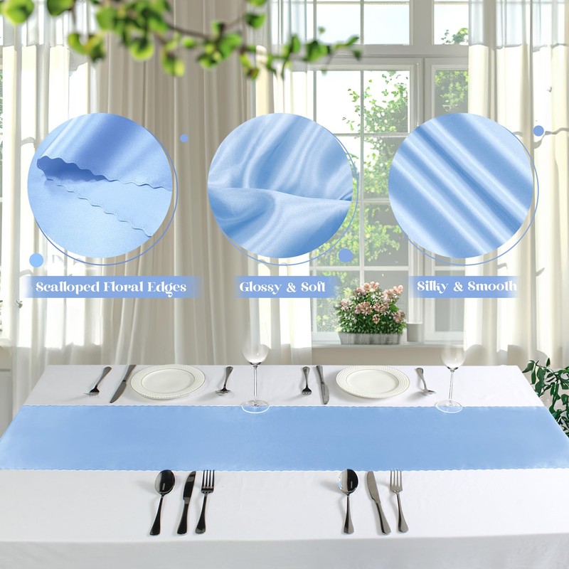 VACVELT 2 Pack Satin Table Runners - 12 x 108