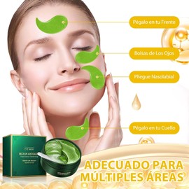120Pcs Parches Ojeras 24k, Bolsas y Ojeras Parche de Ojo, Parche Ojeras 24k, Colageno Par-ches Contorno de Oj-os, Hidrogel Anti Arrugas, Lineas De Expresion, Parc-hes Humectantes (Verde)