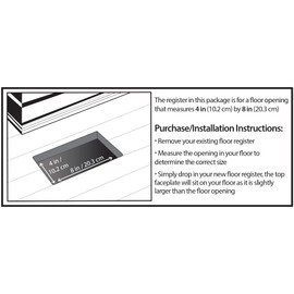 Decor Grates PL408ZIP-BLK-10 Louvered Plastic Floor Register, 4x8 Inches, Black