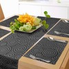 ABAKUHAUS Black and White Table Runner & 4 Piece Placemats,