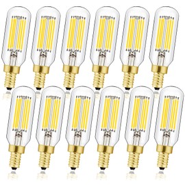 LEOOLS Dimmable t6 led Bulb 60W Candelabra led 4000K Clear 600lm 6W e12 Edison Bulb Neutral White 12Pack