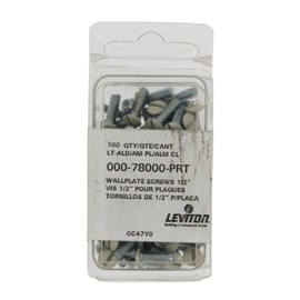 Leviton 78000-PRT 1/2-Inch Long 6-32 Thread, Oval Head Milled Slot Replacement Wallplate Screws, Light Almond