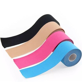 6 Pack of Waterproof Latex Free Kinesiology Recovery Tape 2 in x 16 ft Uncut Per Roll (Black)
