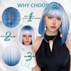 Ombre Blonde Blue Bob Wig With Bangs 14 Inch Short