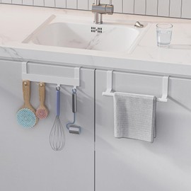 Hoisimdy Kitchen Towel Holder Over Cabinet Door Towel Rack Hand Towel Bar Multipurpose Kitchen Bathroom Individual Pack
