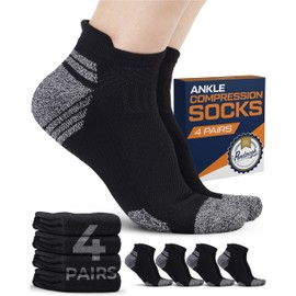 Pembrook Ankle Compression Socks for Women & Men - 4 Pairs | Circulation Socks for Women | Men's Sports Compression Socks | Support Socks for Men | 4Blk Compression Sock for Women