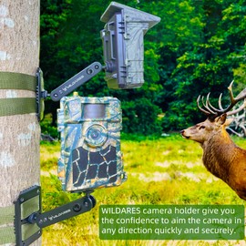WILDARES Trail Camera Mounting Bracket,Hunting Pro Gear Acccessery, Wildlife Cam Mount, Deer Monitor Mount, Hunter Camera Kit,Nylon Fiber Strap,Heavy-Duty Metal,Black,5.9x3.7x2.5 inch (1 PCS)