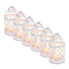 SHOWLOUE Linternas Colgantes para Jaula de pájaros, 6 Unidades, pequeñas Velas de Metal, clásico, Decorativas, para decoración de Mesa de Boda, Halloween, Navidad