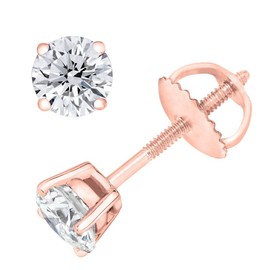 PARIKHS Round Diamond stud Plus Quality Screw Back 14K Rose Gold (0.30 ctw)