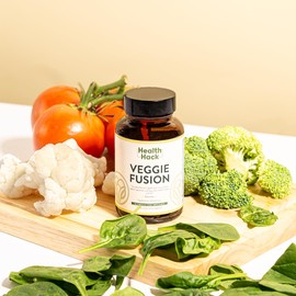 Health Hack Veggie Fusion | Apoya la Salud y Bienestar General | Con Antiox de Espinaca, Brócoli, Chlorella y Jugo de Tomate | Fuente de Fibra y Vitaminas | Energía y Vitalidad