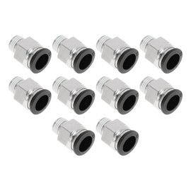 HOPESPANNER Push to Connect Air Fittings 1/2" Male Thread Air Line Quick Connector Plastic Metal 1/4" BSPT 10 Pcs Black Silver Tone