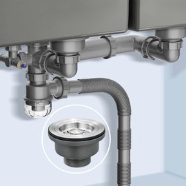 QruiLanTu 3-1/2'' ﻿Kitchen Sink Drain Kit Sink Drain Basket Sink Drain Assembly 304 Stainless Steel Sink Strainer Drain Basket Replacement Fit Standard Sink Drain Hole