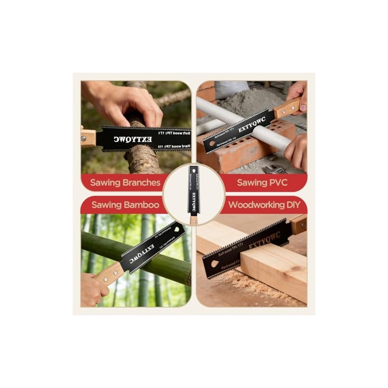 Japanese Hand Saw,6-Inch Double-Edge Pull Saw,SK5 Flexible Blade, Flush Cut