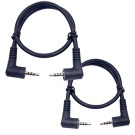 Kework 12 inch 2.5mm TRRS Audio Cable, 90 Degree Angle 2.5mm Male Jack to 90 Degree Angle 2.5mm Male Jack AUX Audio Cable, Gold Plated Pure Copper, 2 Pack