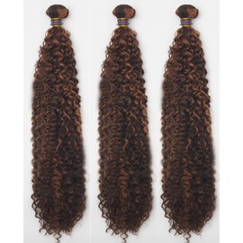 P4/30 Curly Highlight Bundle Wave Human Hair 1 Bundles Brazilian Remy Hair Weaves For Women Brown Bundle Hair Bundles 20 Inch