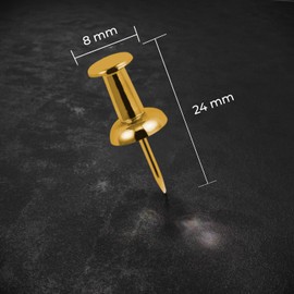 215 Push Pins for Bulletin Board Thumb Tacks for Wall Corkboard Map Calendar Photo -Home Office Craft Projects Heavy Duty Plastic Head Steel Pin (Gold)