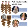 Ombre Highlight Body Wave Human Hair Bundles with 5x5 Closure