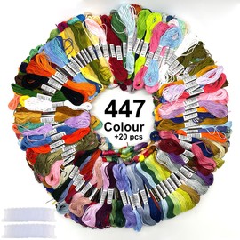 Bracelet String Kits, 447 Colors Rainbow Color Embroidery Thread, Cross Stitch Embroidery Thread, Cotton Thread, Bracelet Yarn, Craft Threads with 20 Plastic bobbins(447 Color)