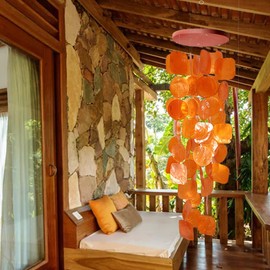 ART-CRAFT Capiz Shell Chain Garland Orange as Hanging Decoration for Windows or Decoration Living Room Garden Decoration Length 70 cm