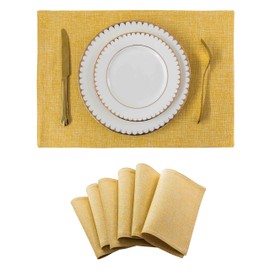 Home Brilliant Yellow Placemats 33x48 CM Set of 6, Fabric Place Mats for Kitchen Decor, Washable Table Mats Set of 6 for Dining/Kitchen, 13x19 Inch, Yellow