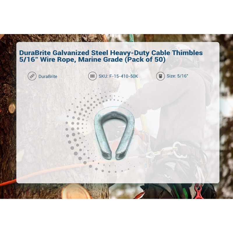 DuraBrite Galvanized Steel Heavy-Duty Cable Thimbles - 1/4" Wire Rope,