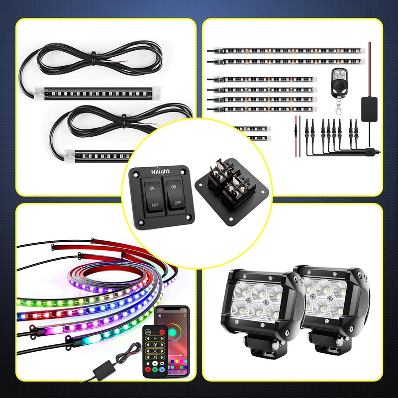Nilight 2 Gang ON-Off Switch Panel 4 PIN DPST Toggle