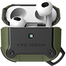 [VRS] AirPods 3 Case, Shockproof TPU x Polycarbonate Hybrid Protective Cover, Drop Prevention, Carabiner, Impact Absorption, Thin, Case Cover, Slim, Lightweight, Scratch-Resistant, Protective Case,