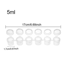 60 Pieces Empty Paint Cups with Lid, Mini Paint Pot Strips, Plastic Empty Paint Strips, Transparent Paint Pot Pod Strips, for Schools, Summer Camps, 5 ml Kiuiom