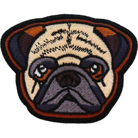 Ivamis Cute Pug Dog Iron on Patch - 3x2.625 inch - P7294