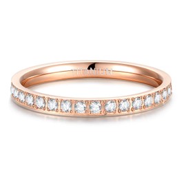 Zakk Ladies' Eternity Ring, 2 mm, Titanium Engagement Ring, Wedding Ring, Memory Ring with Zirconia, Silver, Gold, Rose Gold, Titanium, Rose-Gold