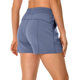 Colorfulkoala - Pantalones cortos deportivos de cintura alta para mujer, ultra suaves, informales, para verano, con bolsillos, Azul Niágara, XS