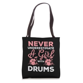 Girl With Drums Funny Drumming Band Drummer Girls Women Gift Tote Bag