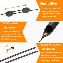 Accesorios para anteojos sin pegamento: 8 retenedores y 2 correas ajustables de silicona antideslizante para patillas, suaves y cómodos para hombres y mujeres. (A)