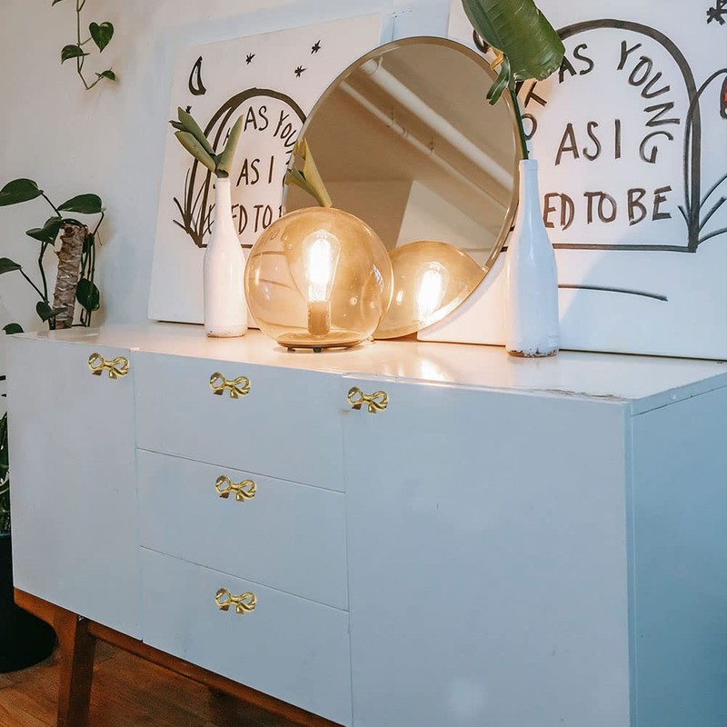 NNNJunhua Solid Bow Cabinet Knobs Gold Drawer Pulls Decorative Handle