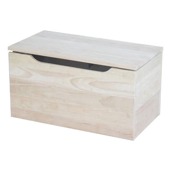 Pemberly Row 22" Traditional Solid Wood Storage Box with Safety Hinge in Natural