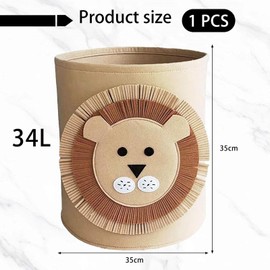 XcnPer Toy Baskets for Kids, Lion Toy Storage Basket, Nursery Storage Baskets for Baby Toys, Kids Storage Basket for Organizing Toys, Blankets, and Household Items, 35*35cm, 34L